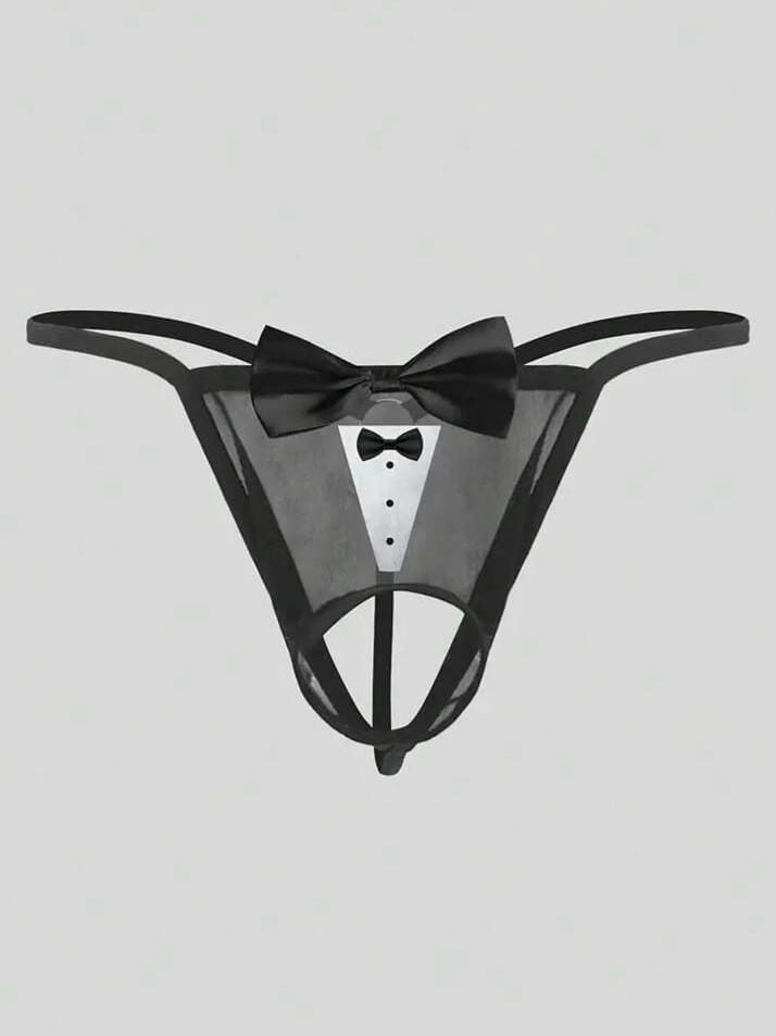 Midnight Tuxedo Open-Pouch Thong
